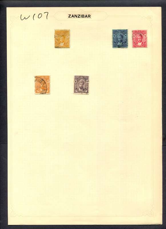 Zanzibar - 5 Stamps Mounted (Hinged) On Album Page