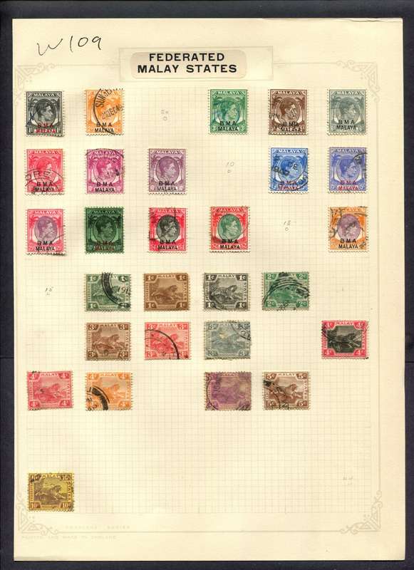 Malaysia - 28 Stamps Mounted (Hinged) On Album Page