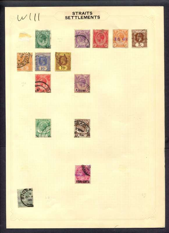 Malaysia - 14 Stamps Mounted (Hinged) On Album Page