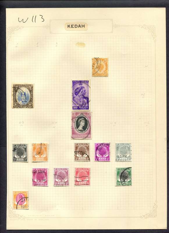 Malaysia - 14 Stamps Mounted (Hinged) On Album Page