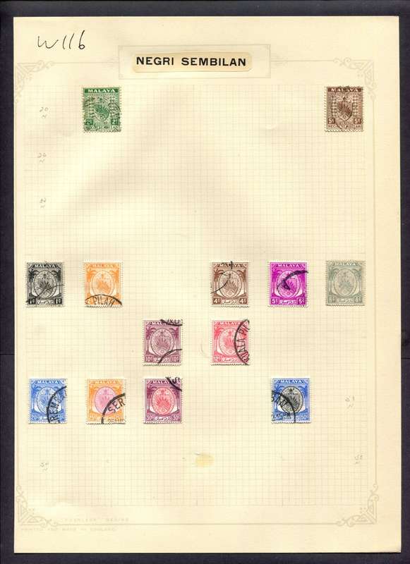Malaysia - 13 Stamps Mounted (Hinged) On Album Page
