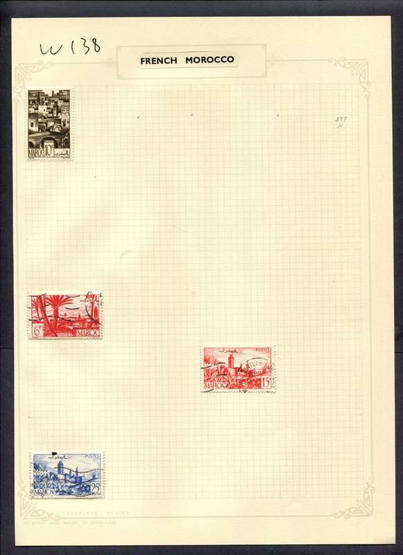 French Morocco - 4 Stamps Mounted (Hinged) On Album Page