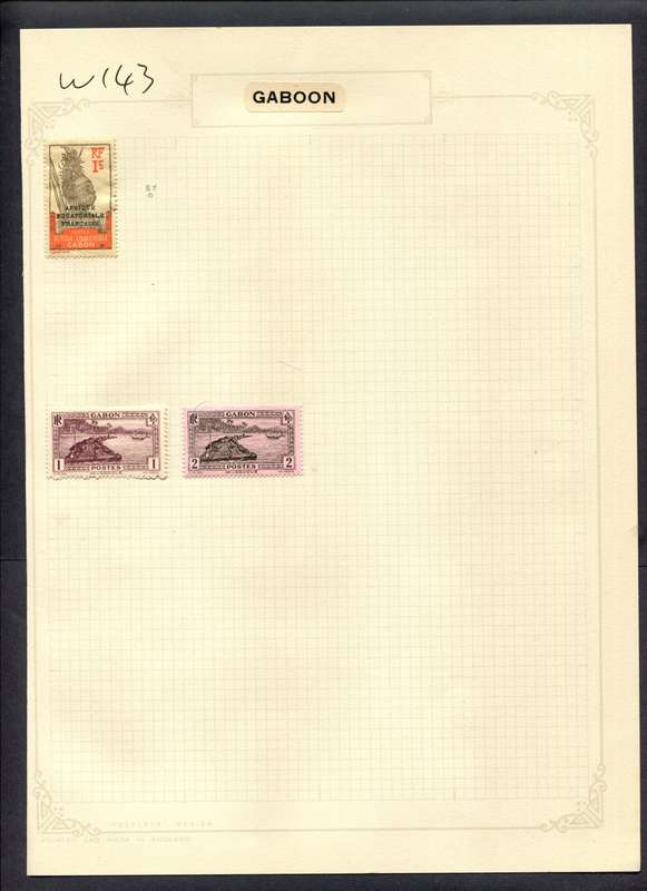 Gabon - 3 Stamps Mounted (Hinged) On Album Page