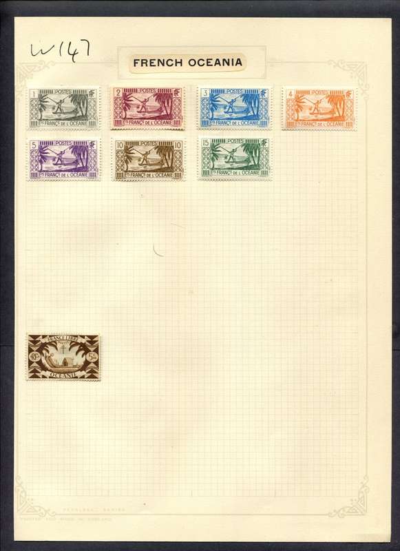 French Oceania - 8 Stamps Mounted (Hinged) On Album Page