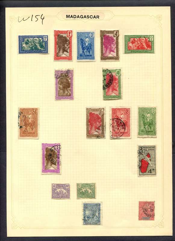 Madagascar - 17 Stamps Mounted (Hinged) On Album Page