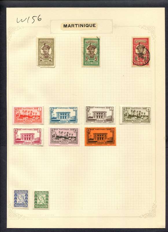 Martinique - 12 Stamps Mounted (Hinged) On Album Page