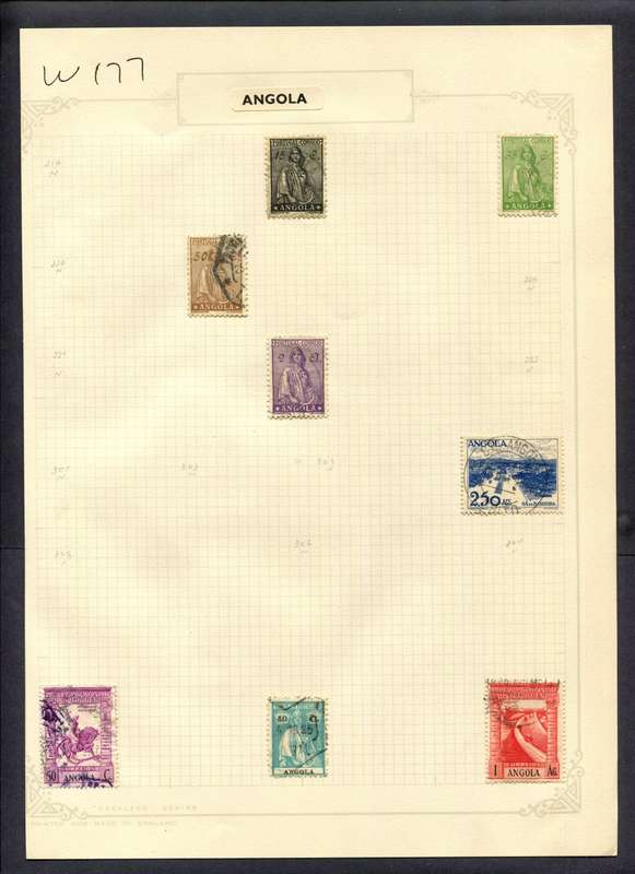 Angola - 8 Stamps Mounted (Hinged) On Album Page