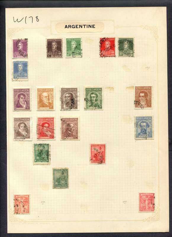 Argentina - 20 Stamps Mounted (Hinged) On Album Page