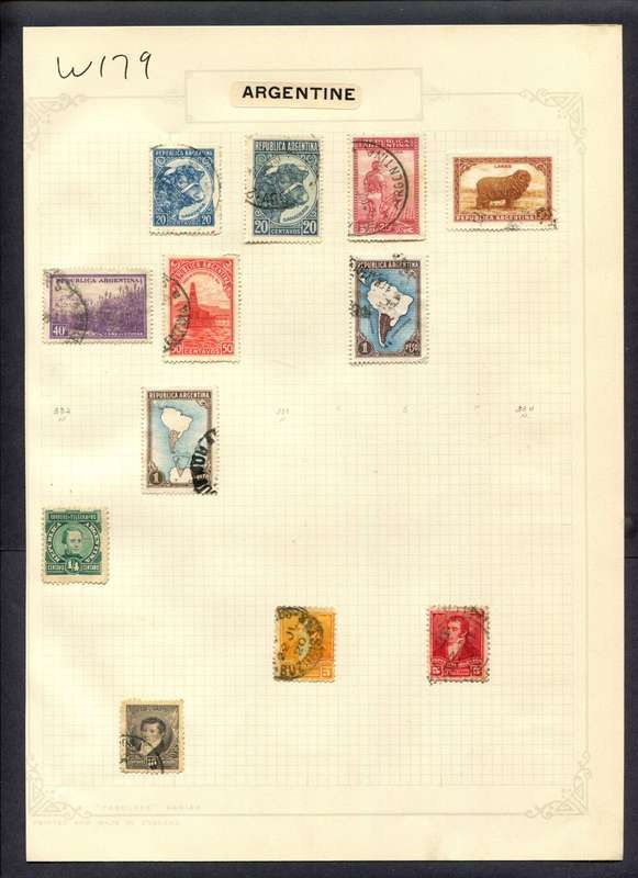 Argentina - 12 Stamps Mounted (Hinged) On Album Page