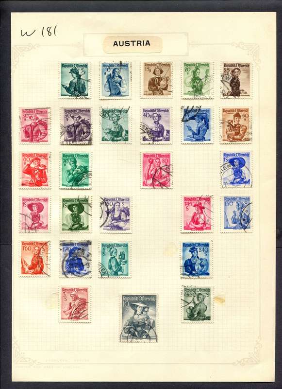 Austria - 27 Stamps Mounted (Hinged) On Album Page