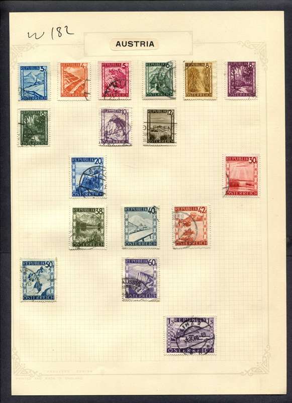 Austria - 17 Stamps Mounted (Hinged) On Album Page