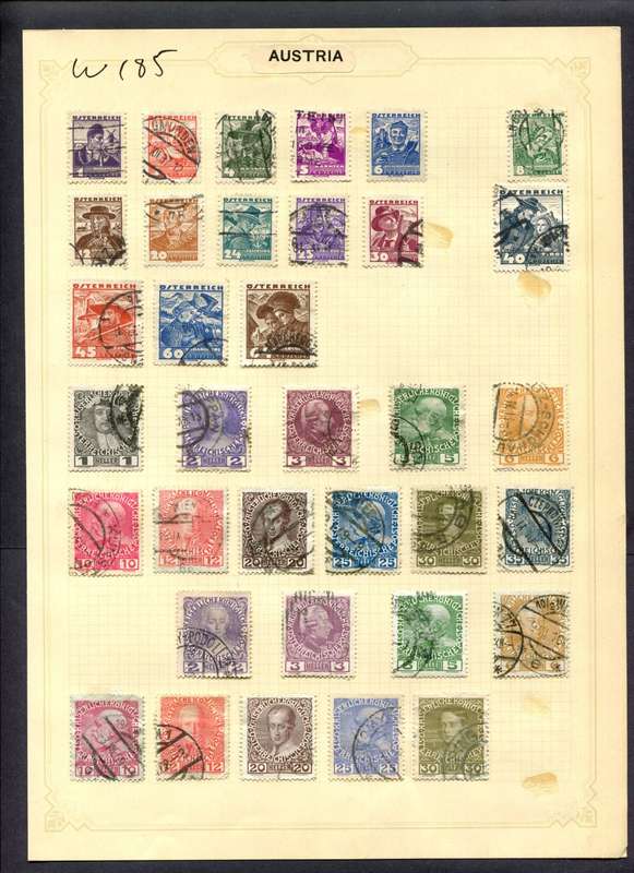 Austria - 35 Stamps Mounted (Hinged) On Album Page