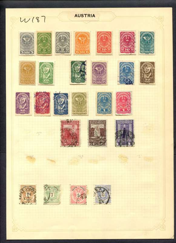 Austria - 26 Stamps Mounted (Hinged) On Album Page