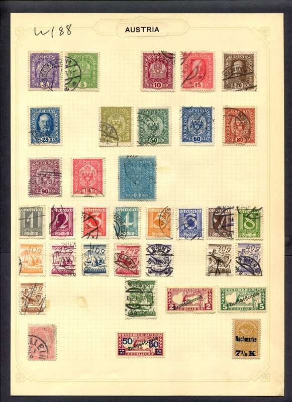 Austria - 35 Stamps Mounted (Hinged) On Album Page