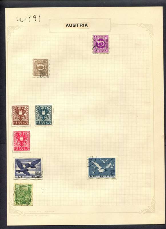 Austria - 8 Stamps Mounted (Hinged) On Album Page