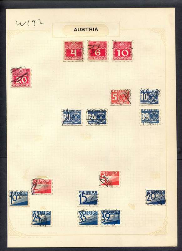 Austria - 17 Stamps Mounted (Hinged) On Album Page