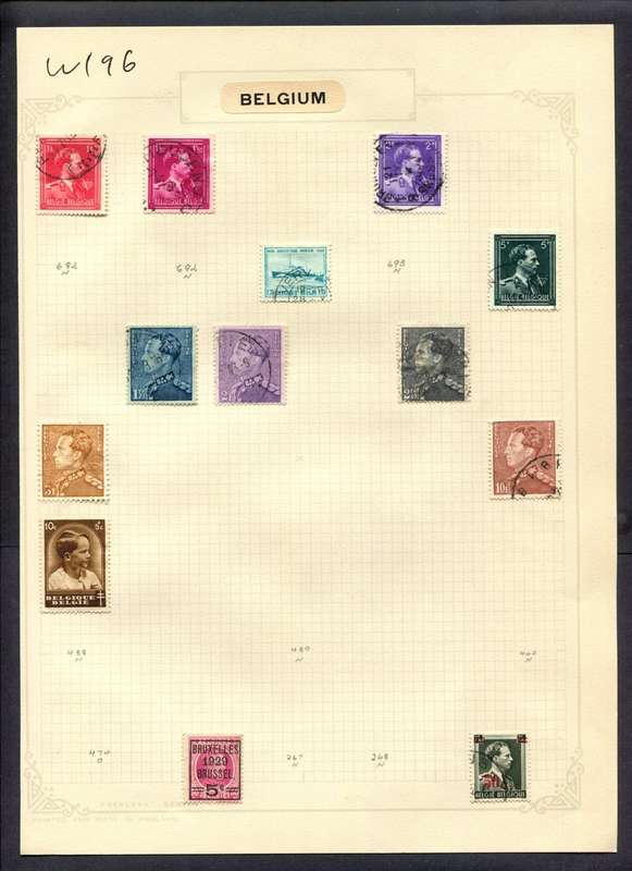 Belgium - 13 Stamps Mounted (Hinged) On Album Page