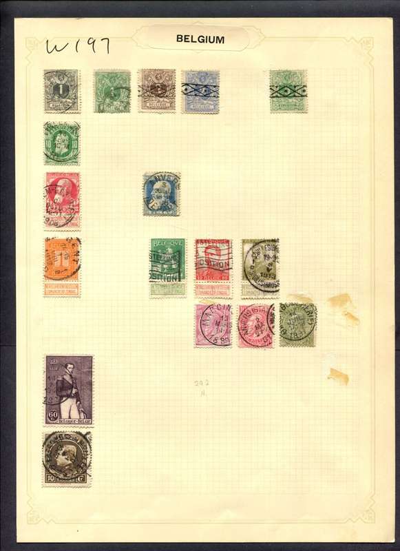 Belgium - 17 Stamps Mounted (Hinged) On Album Page