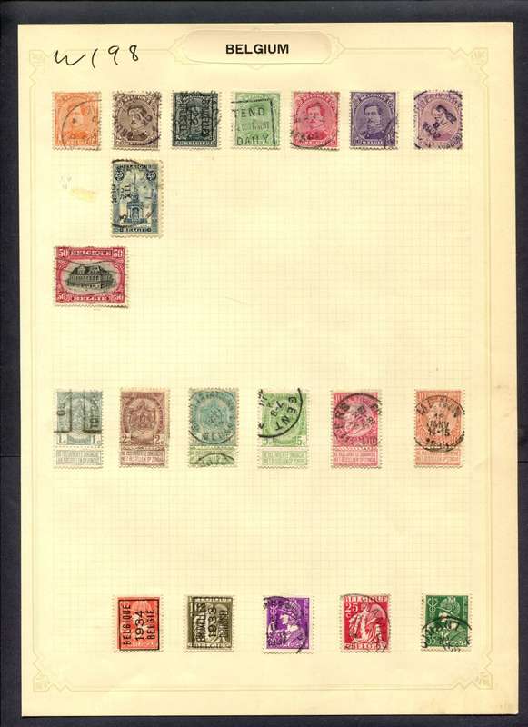 Belgium - 20 Stamps Mounted (Hinged) On Album Page