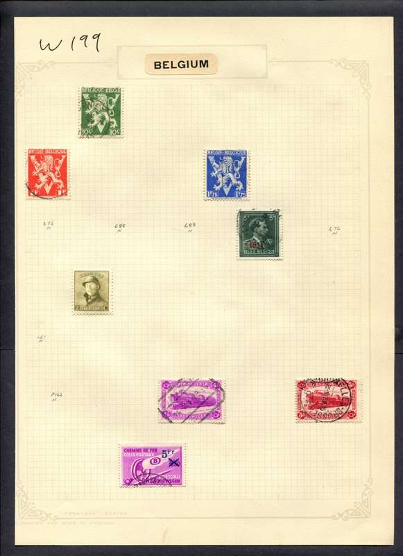 Belgium - 8 Stamps Mounted (Hinged) On Album Page