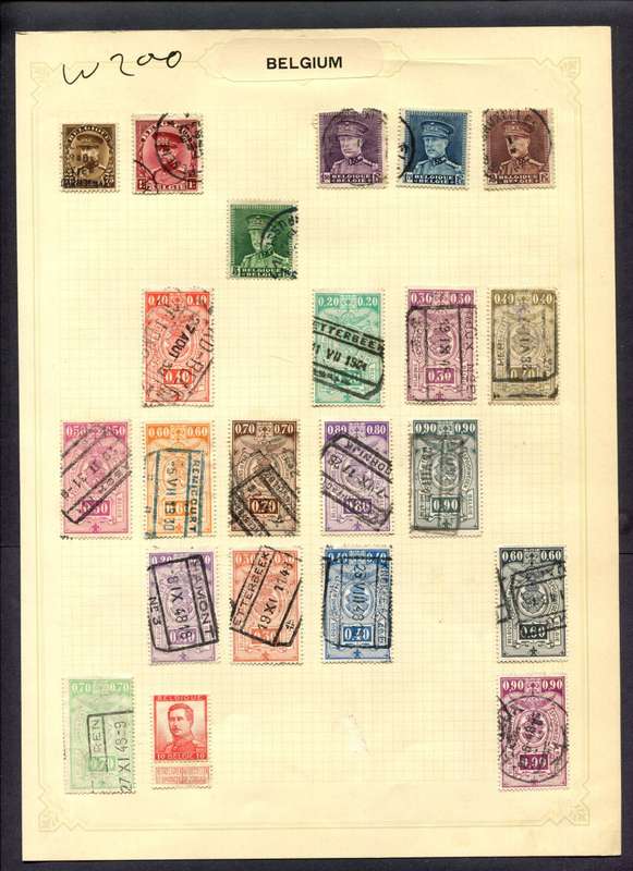 Belgium - 22 Stamps Mounted (Hinged) On Album Page