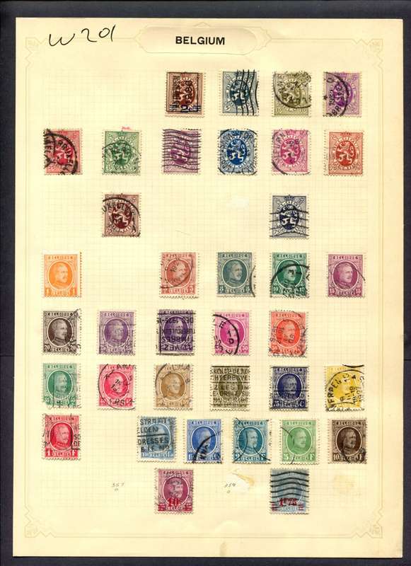Belgium - 36 Stamps Mounted (Hinged) On Album Page