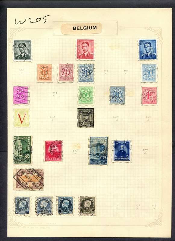 Belgium - 22 Stamps Mounted (Hinged) On Album Page