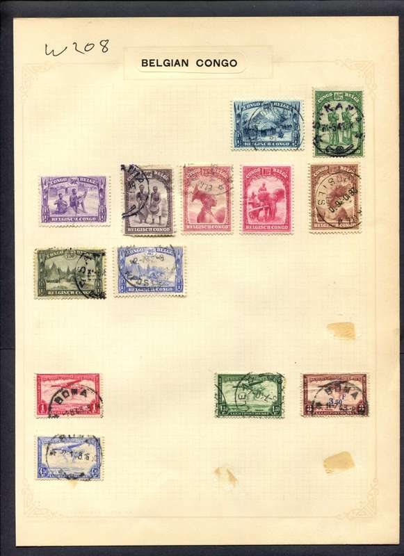 Belgium Congo - 13 Stamps Mounted (Hinged) On Album Page