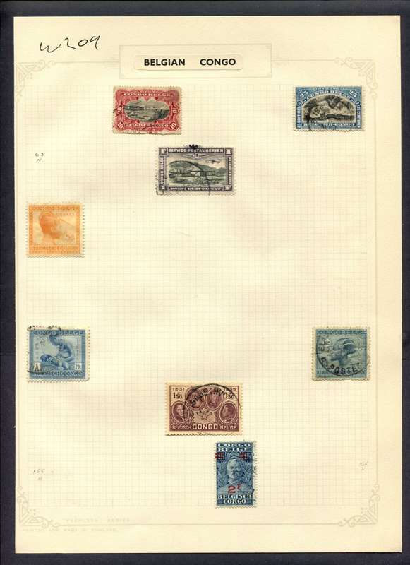 Belgium Congo - 8 Stamps Mounted (Hinged) On Album Page