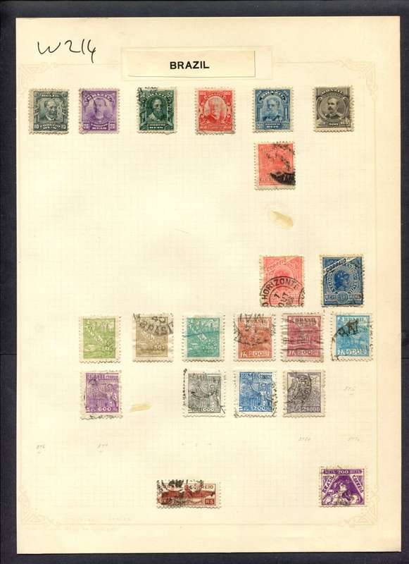 Brazil - 21 Stamps Mounted (Hinged) On Album Page
