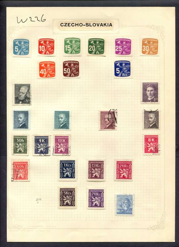 Czechoslovakia - 26 Stamps Mounted (Hinged) On Album Page