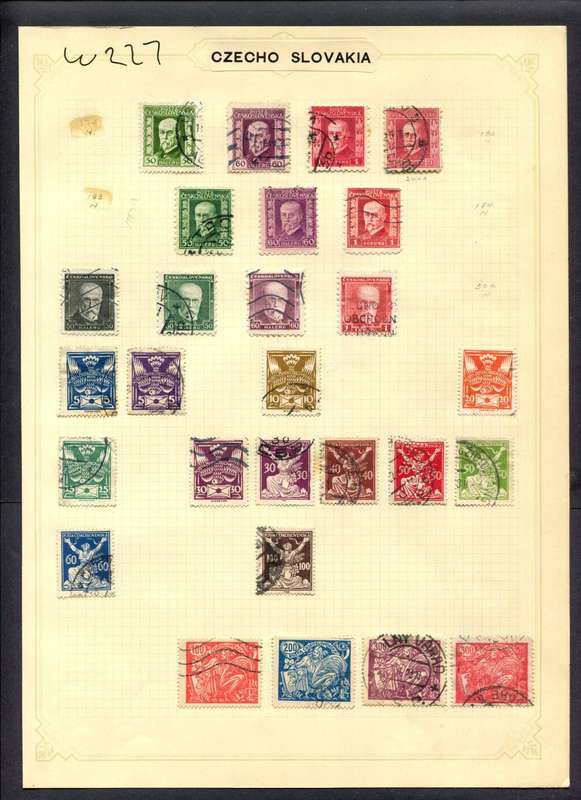 Czechoslovakia - 27 Stamps Mounted (Hinged) On Album Page