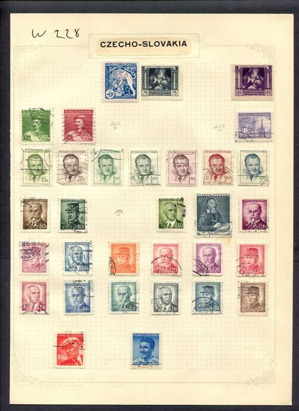Czechoslovakia - 32 Stamps Mounted (Hinged) On Album Page