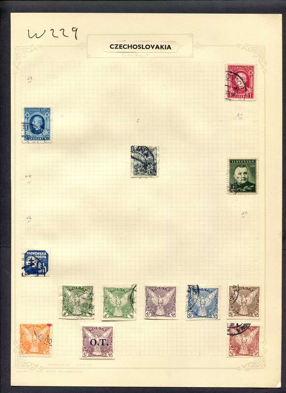 Czechoslovakia - 13 Stamps Mounted (Hinged) On Album Page