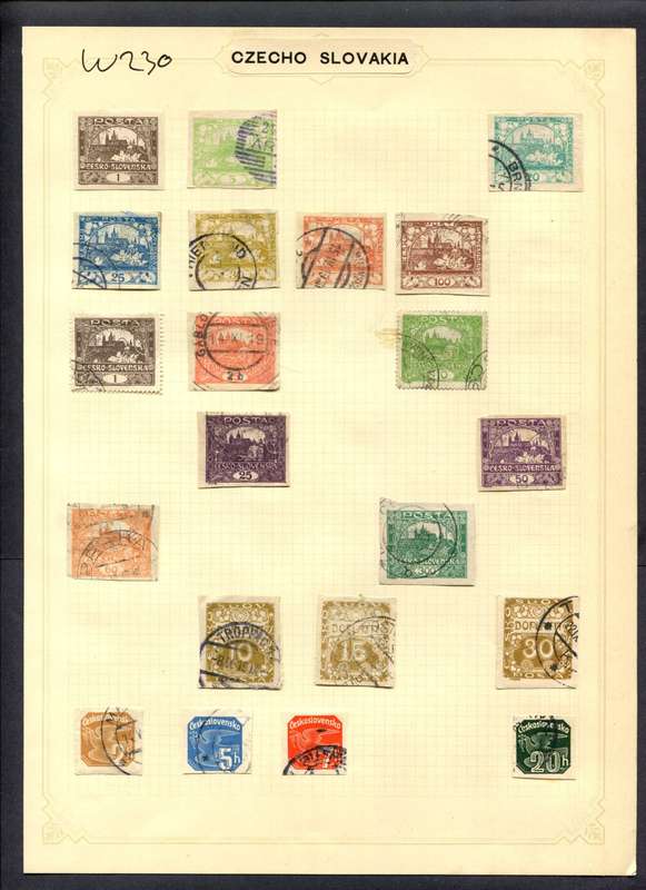 Czechoslovakia - 21 Stamps Mounted (Hinged) On Album Page