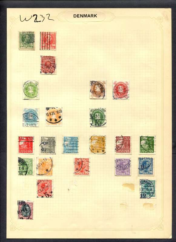 Denmark - 23 Stamps Mounted (Hinged) On Album Page