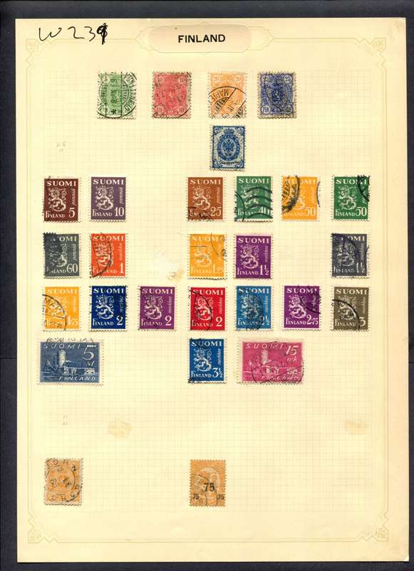 Finland - 28 Stamps Mounted (Hinged) On Album Page