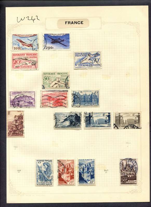 France - 16 Stamps Mounted (Hinged) On Album Page