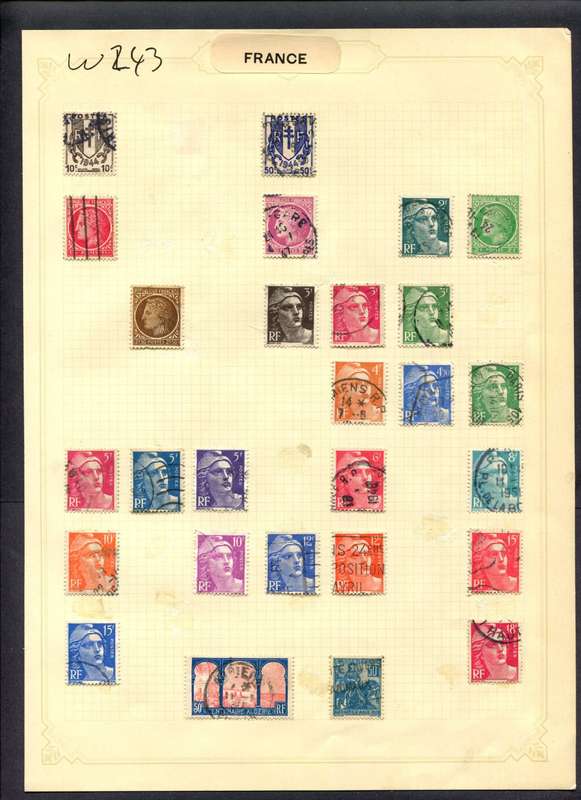 France - 27 Stamps Mounted (Hinged) On Album Page