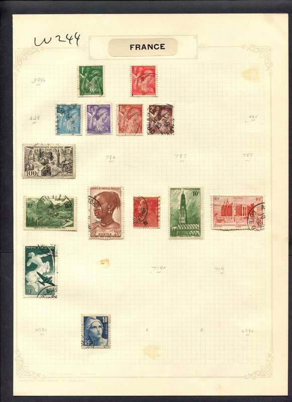 France - 14 Stamps Mounted (Hinged) On Album Page