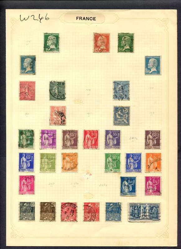 France - 31 Stamps Mounted (Hinged) On Album Page