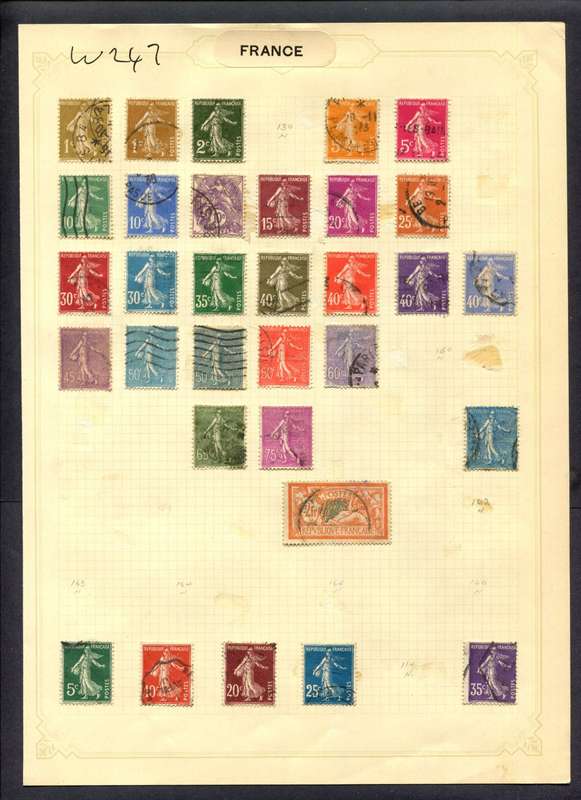 France - 32 Stamps Mounted (Hinged) On Album Page