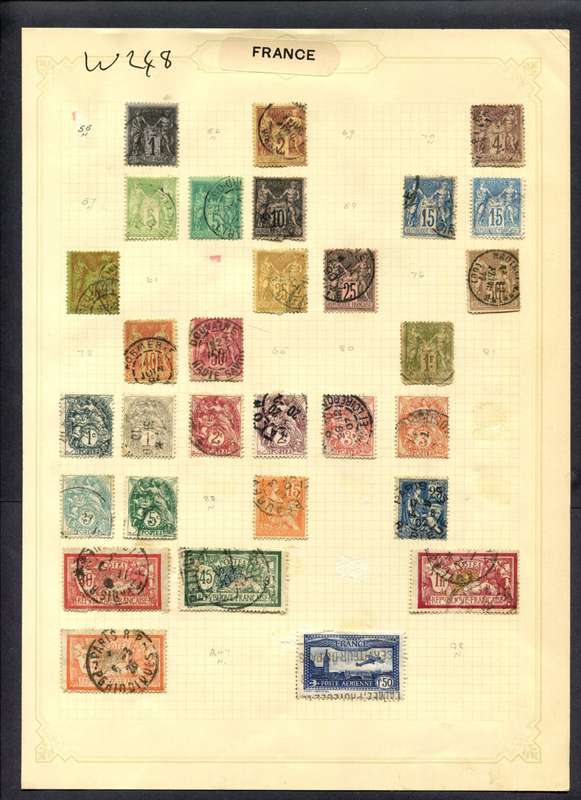 France - 30 Stamps Mounted (Hinged) On Album Page