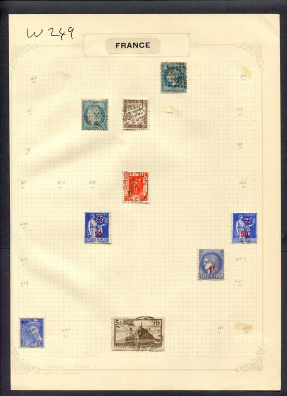 France - 9 Stamps Mounted (Hinged) On Album Page