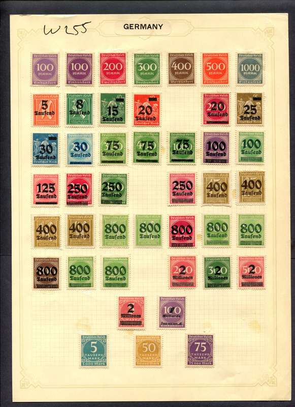 Germany - 44 Stamps Mounted (Hinged) On Album Page