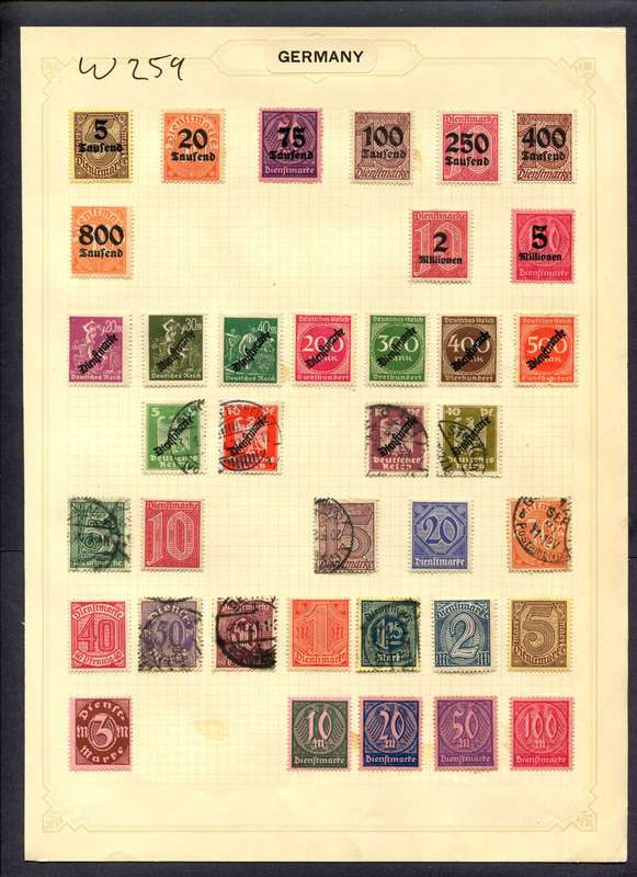 Germany - 37 Stamps Mounted (Hinged) On Album Page
