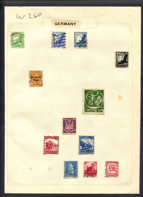Germany - 12 Stamps Mounted (Hinged) On Album Page