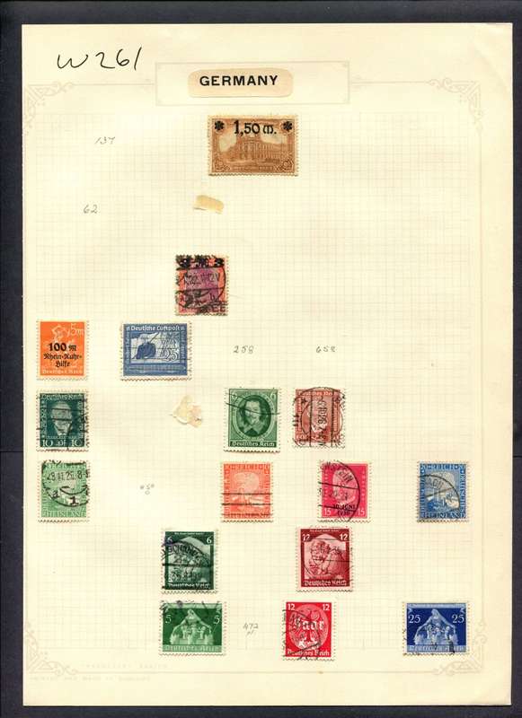 Germany - 16 Stamps Mounted (Hinged) On Album Page