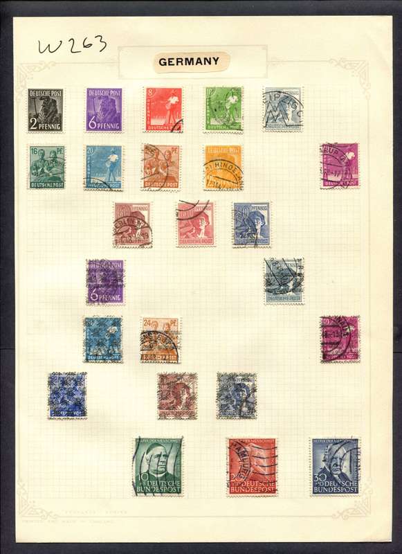 Germany - 24 Stamps Mounted (Hinged) On Album Page