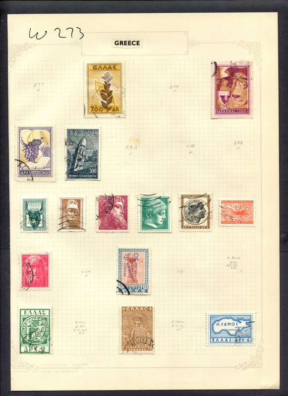 Greece - 15 Stamps Mounted (Hinged) On Album Page
